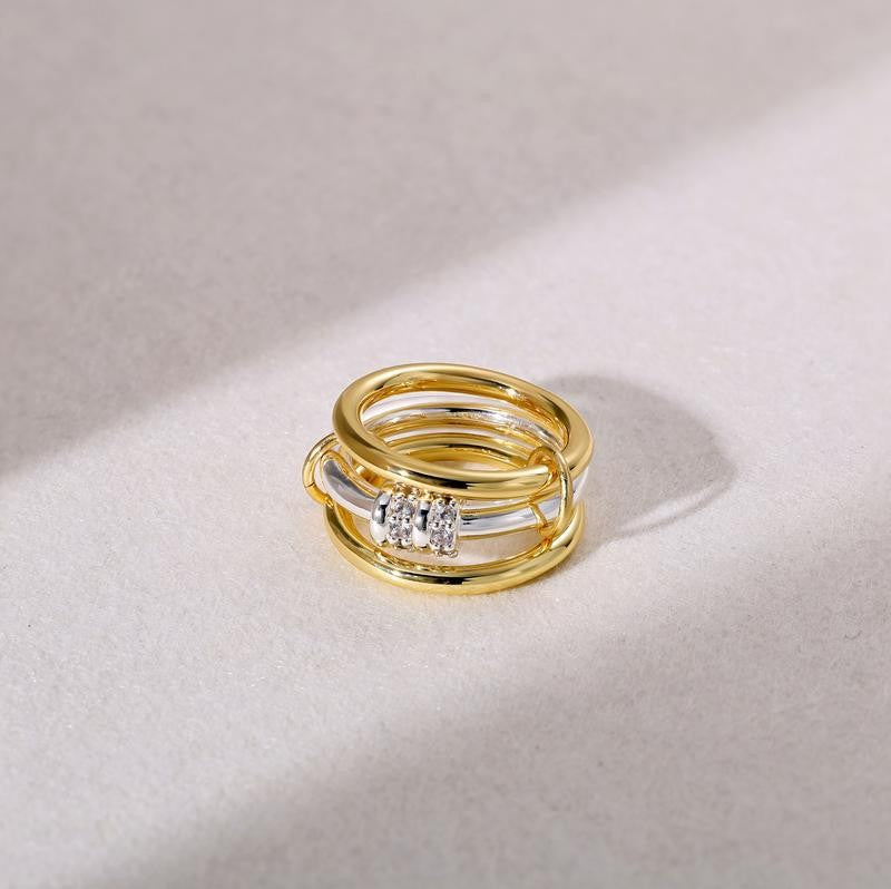 Mixed Metal CZ Stackable Ring Set