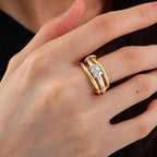 Mixed Metal CZ Stackable Ring Set