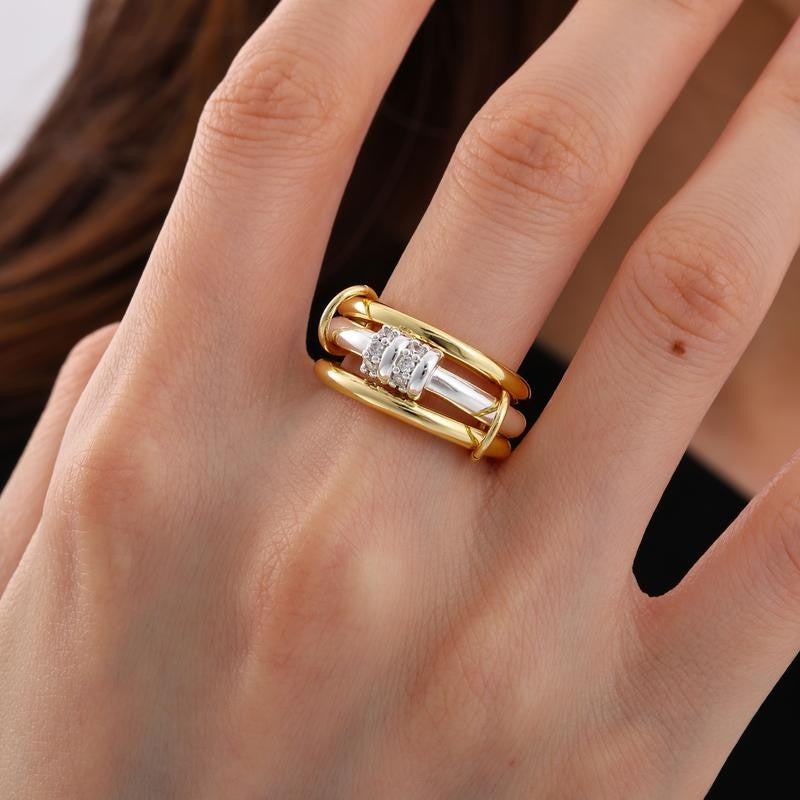 Mixed Metal CZ Stackable Ring Set