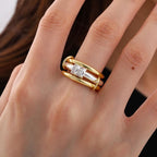 Mixed Metal CZ Stackable Ring Set