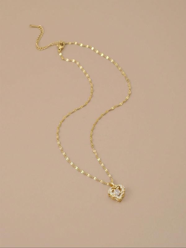 Winged Heart Rhinestone Necklace