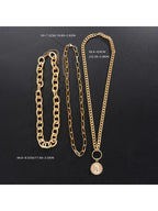 Layered Oval Link Coin Pendant Necklace