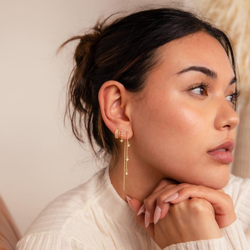 Asymmetric 3 Layered Chain Earrings