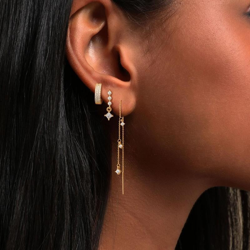 Asymmetric 3 Layered Chain Earrings