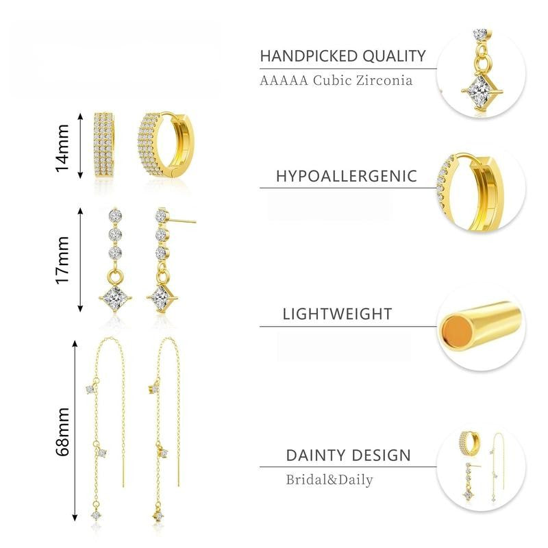 Asymmetric 3 Layered Chain Earrings