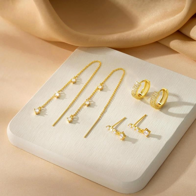 Asymmetric 3 Layered Chain Earrings