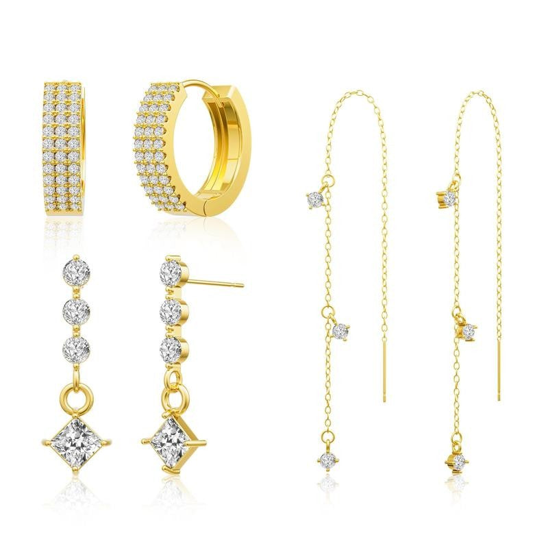 Asymmetric 3 Layered Chain Earrings