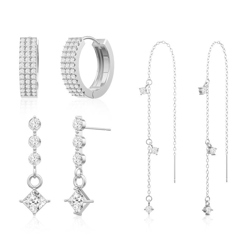 Asymmetric 3 Layered Chain Earrings