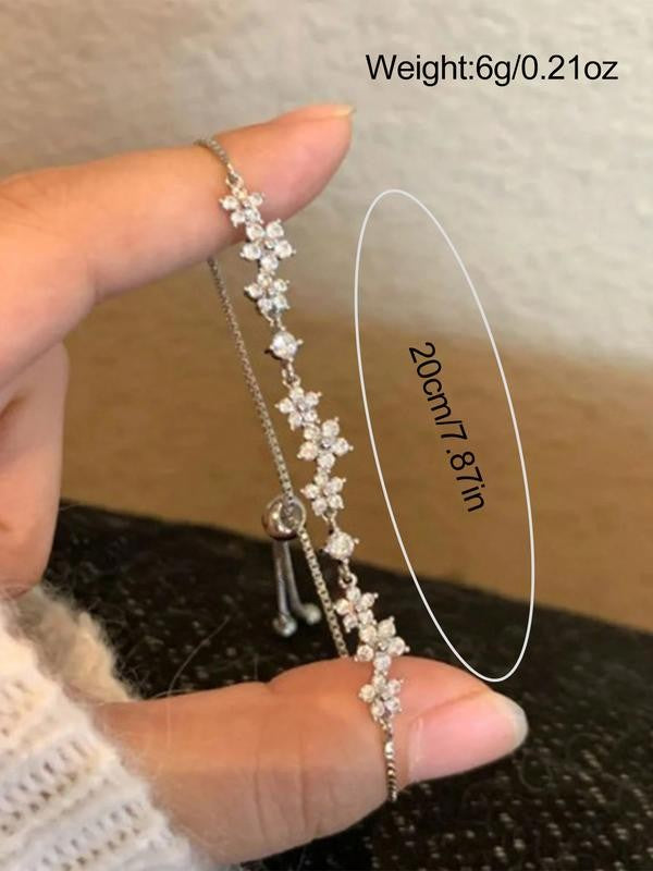 Adjustable Floral Zircon Bracelet