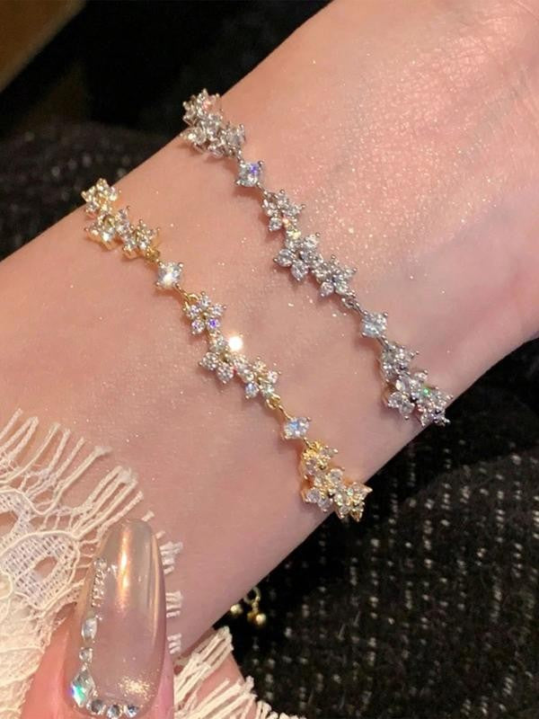 Adjustable Floral Zircon Bracelet