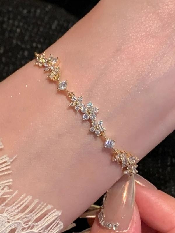 Adjustable Floral Zircon Bracelet