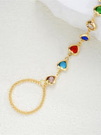 Multicolor Heart Stone Finger Chain Bracelet