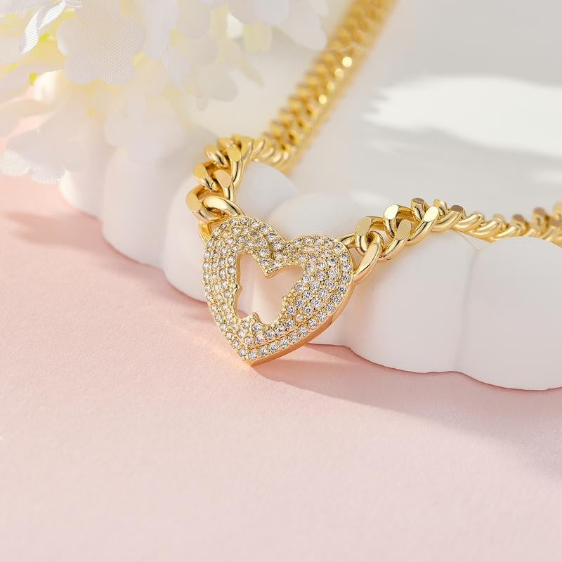 14k Heart Butterfly CZ Pendant Necklace