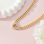 14k Heart Butterfly CZ Pendant Necklace