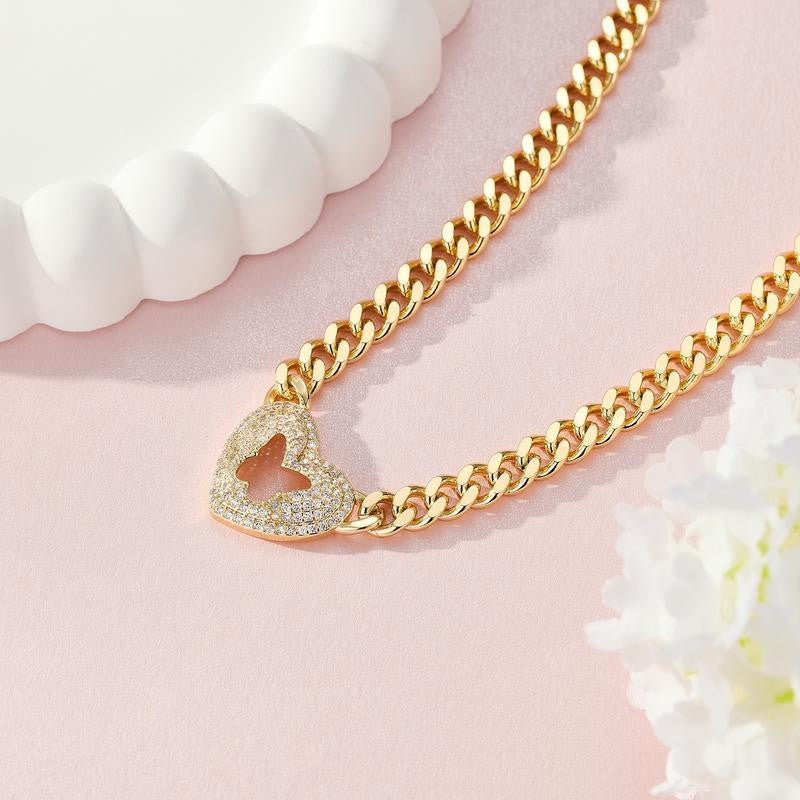 14k Heart Butterfly CZ Pendant Necklace