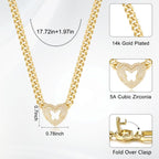 14k Heart Butterfly CZ Pendant Necklace