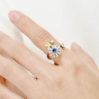 Adjustable Spinning Sunflower Fidget Ring