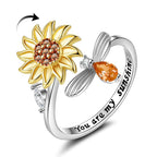 Adjustable Spinning Sunflower Fidget Ring