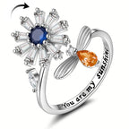 Adjustable Spinning Sunflower Fidget Ring