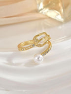 Asymmetric Tulip Pearl Ring