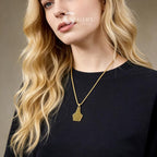 18k Engraved Western Shield Pendant Necklace