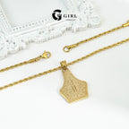 18k Engraved Western Shield Pendant Necklace