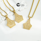 18k Engraved Western Shield Pendant Necklace