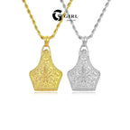 18k Engraved Western Shield Pendant Necklace