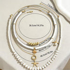 Layered Pearl Starfish Shell Necklace Set
