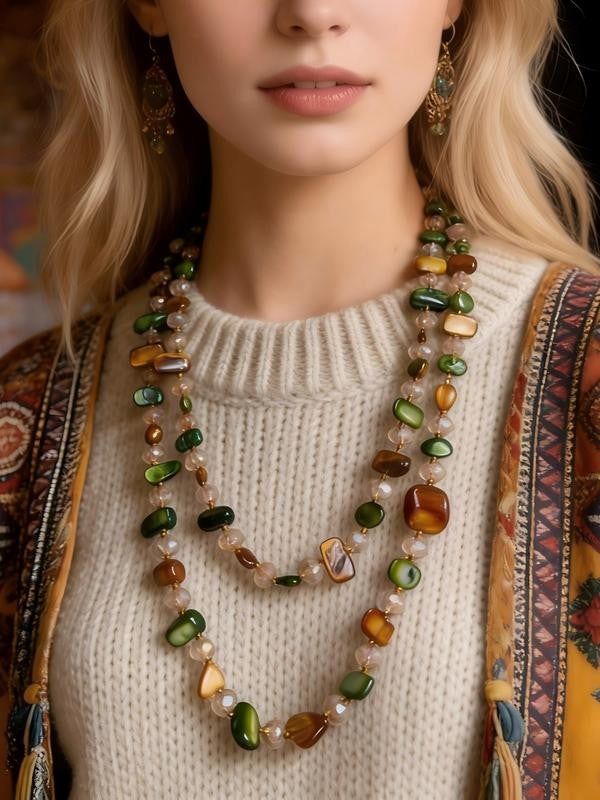 Bohemian Irregular Shell Bead Necklace