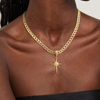 Gold Cuban Star Pendant Necklace