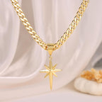 Gold Cuban Star Pendant Necklace