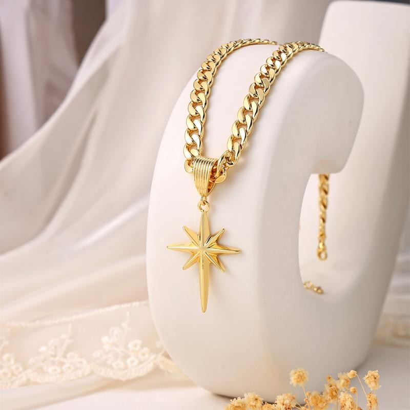 Gold Cuban Star Pendant Necklace