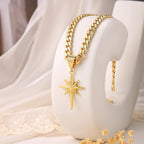 Gold Cuban Star Pendant Necklace
