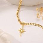 Gold Cuban Star Pendant Necklace
