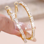 Large Circle Stone Hoop Earrings