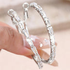 Large Circle Stone Hoop Earrings