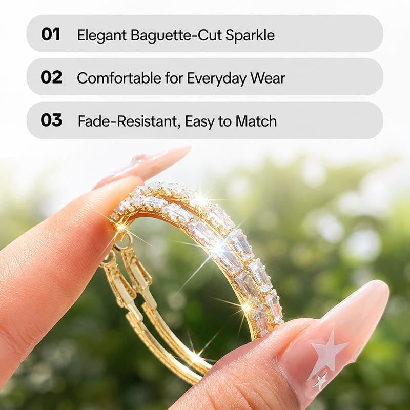 Large Circle Stone Hoop Earrings