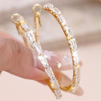 Large Circle Stone Hoop Earrings