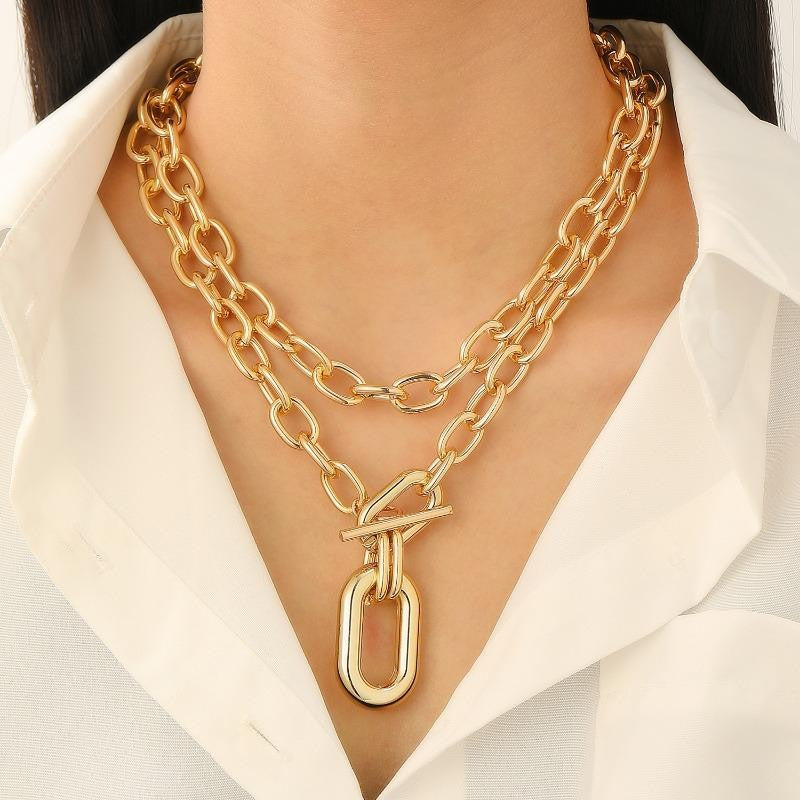 Layered Chain Link Necklace Set