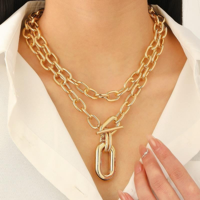 Layered Chain Link Necklace Set