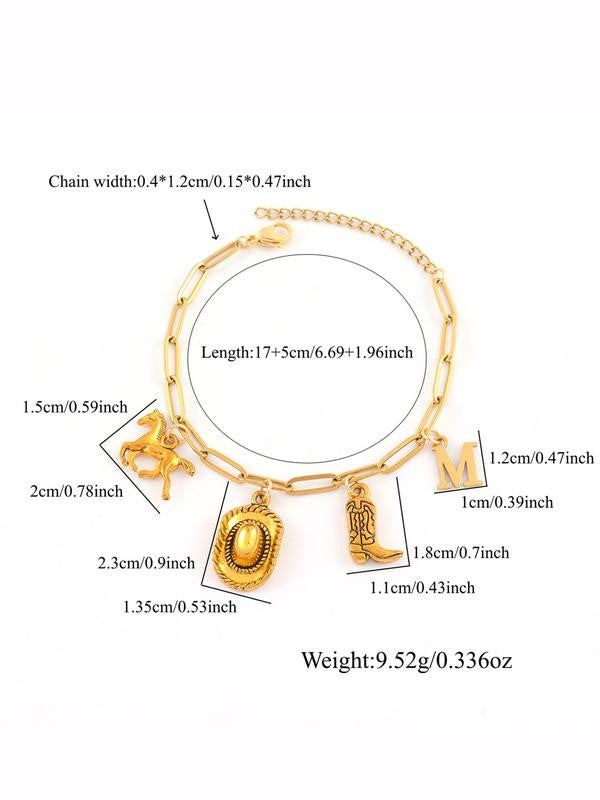 Western Charm Paperclip Chain Bracelet