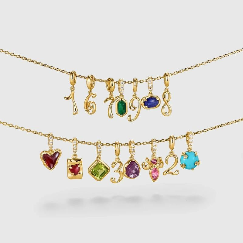 Gold Letter Birthstone Charm Necklace