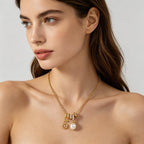 Gold Letter Birthstone Charm Necklace