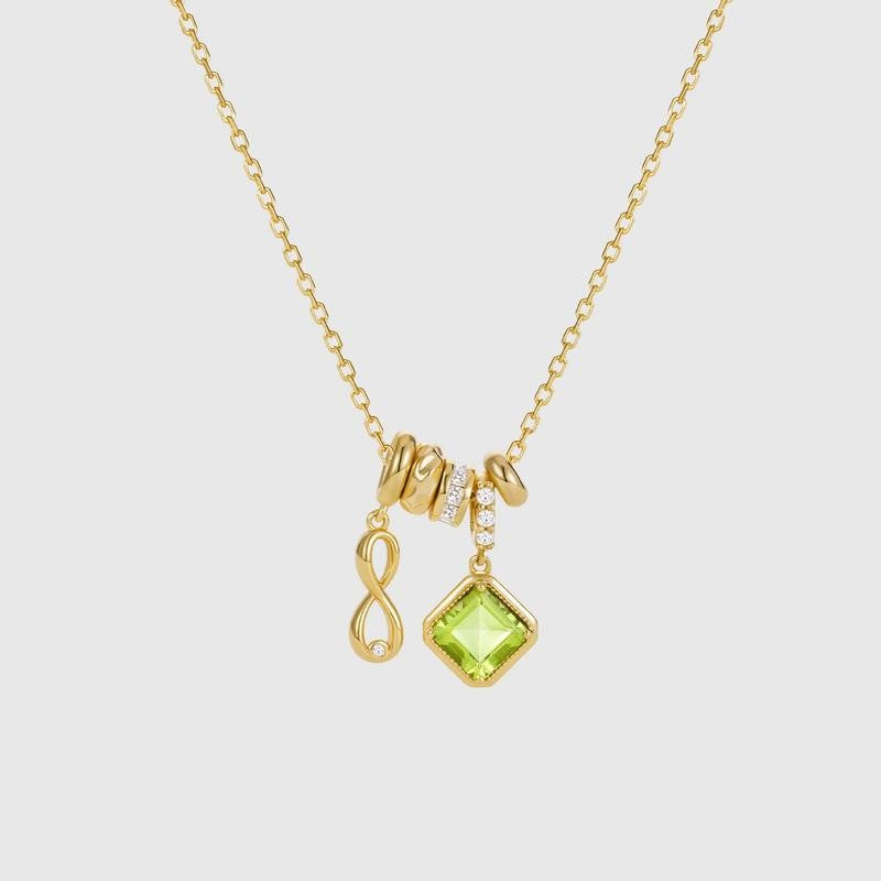 Gold Letter Birthstone Charm Necklace