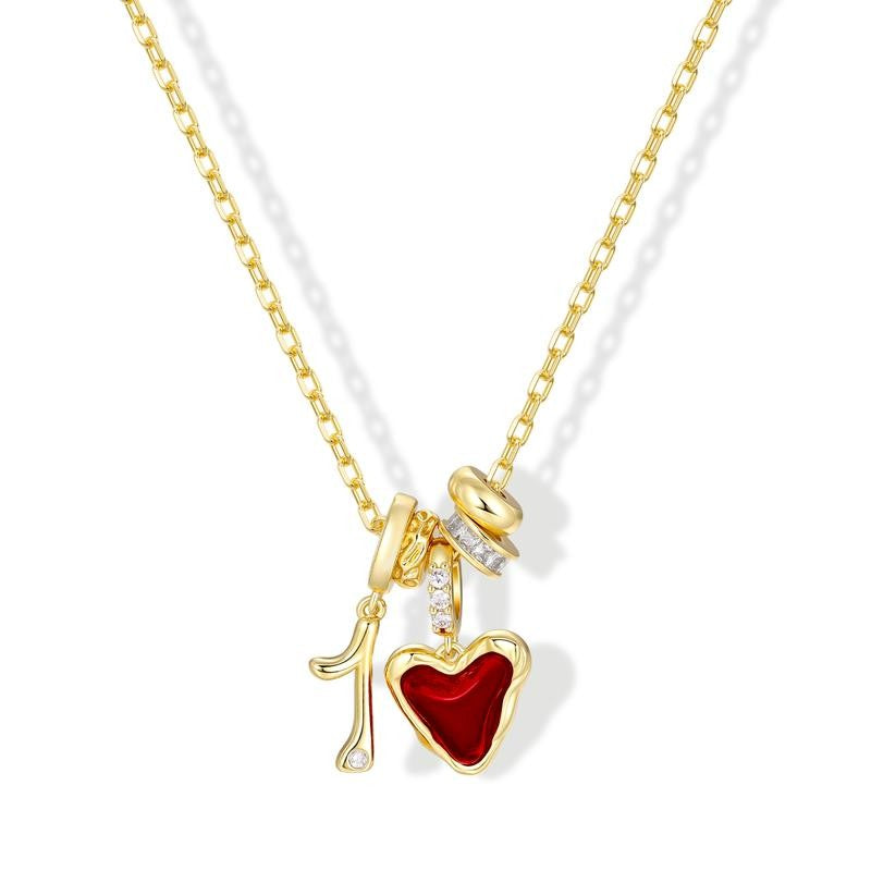 Gold Letter Birthstone Charm Necklace