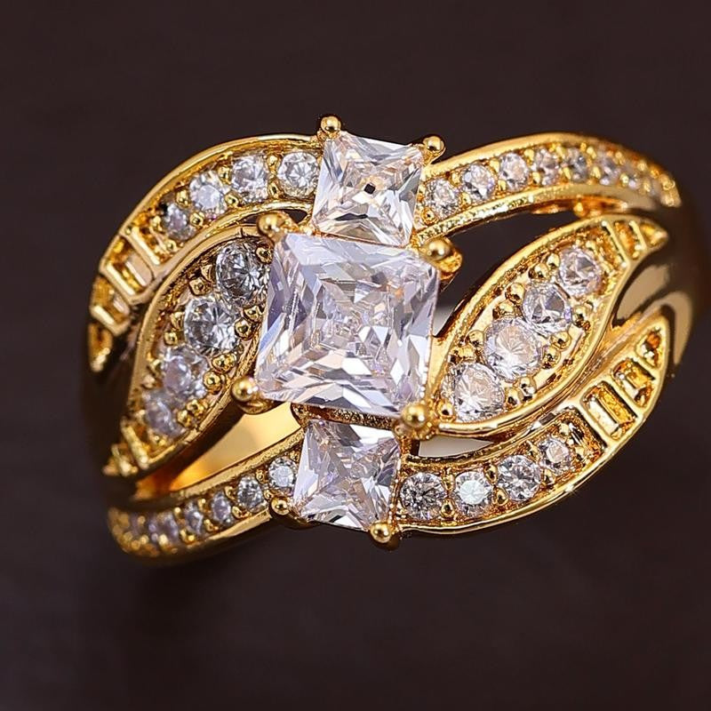 Intertwined Square Stone Ring