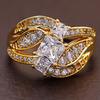 Intertwined Square Stone Ring