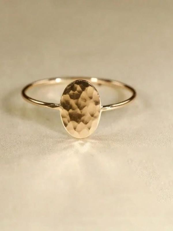 Simple Oval Hammered Metal Ring