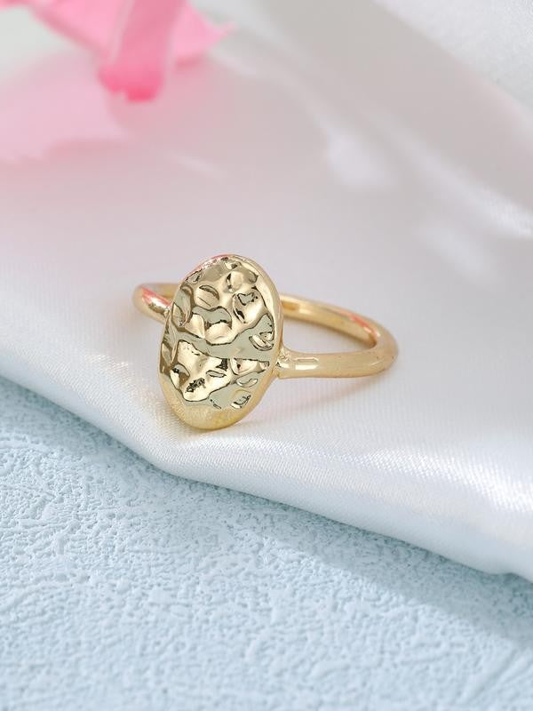 Simple Oval Hammered Metal Ring